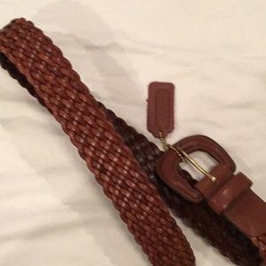 Coach widen brown leather woven Bell